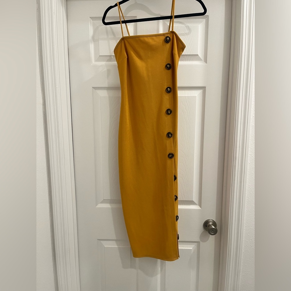 Windsor Elegant Mustard Button-Down Dress